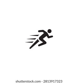 Running human silhouette icon with motion blur lines exercise movement training silhouette lifestyle isolated activity competition physical