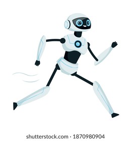Running Humanoid or Robotic Device with Iron Limbs Vector Illustration