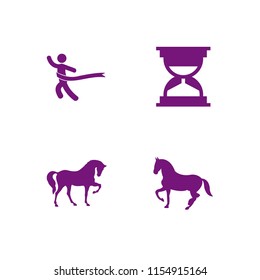 running icon. 4 running set with run, horse and hourglass vector icons for web and mobile app