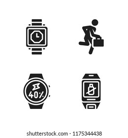 running icon. 4 running vector icons set. hurry and smartwatch icons for web and design about running theme