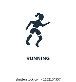 Running icon. Black filled vector illustration. Running symbol on white background. Can be used in web and mobile.