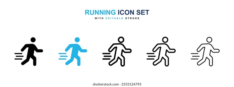 Running icon collection in black and blue colors