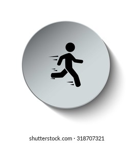 Running icon. Fitness icon. Rounded Button. Vector Illustration. EPS10