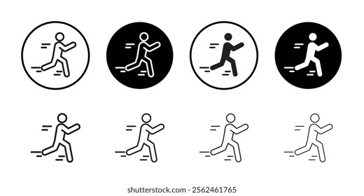 Running icon Flat art in black and white isolated