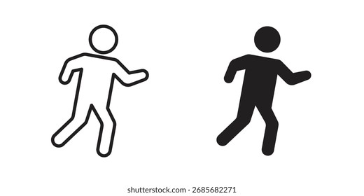 Running icon flat black and white logo