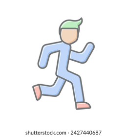 Running icon, jog, run, jogger, jog lineal color icon, editable vector icon, pixel perfect, illustrator ai file