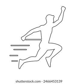 Running icon line art vector on white background.  design for sports, business and personal development concepts 
