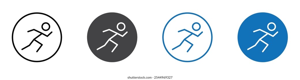 Running icon Logo sign in thin line outline