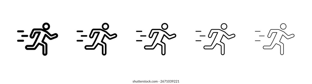 Running icon logo in stroke lines collection