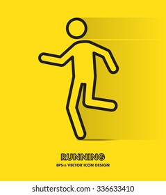 Running icon on yellow background , illustrator vector design