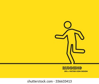 Running icon on yellow background , illustrator vector design
