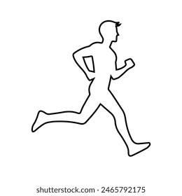 Running icon. Outline art vector on white background