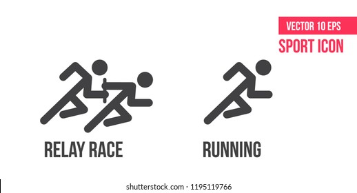 Running icon, relay race vector icon. Set of sport vector line icons. athlete pictogram, flaticon
