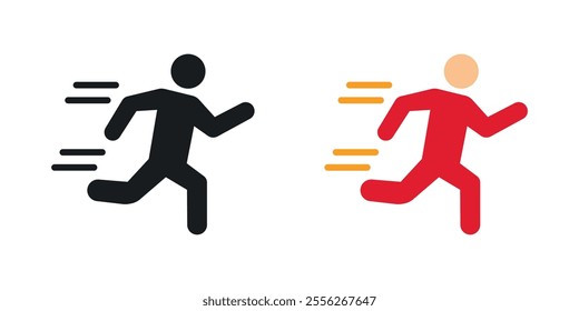 Running icon set in black and colored versions.