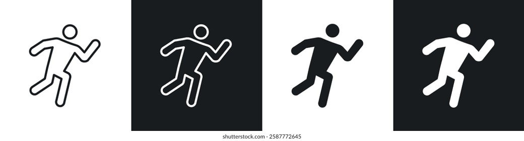 Running icon set black and white colors. Graphic Vector icons pack