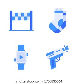Running icon set = finish flag, socks, smartwatch, hand gun