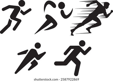 Running icon set. Running sport icon elements