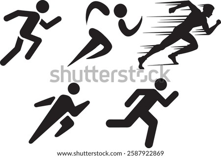 Running icon set. Running sport icon elements