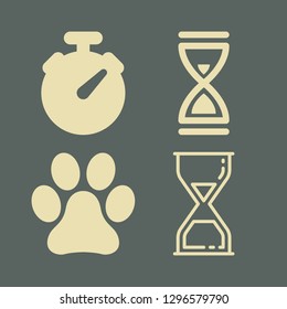 running icon set with stopwatch, trail and hourglass vector illustration