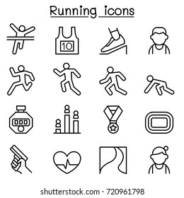 Running Icon Set In Thin Line Style 