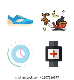 running icon set. vector set about sneaker, smartwatch, sled and time icons set.