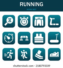 running icon set. Vector  illustrations related with Sandclock, Timer and Boxing shorts
