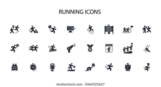running icon set.vector.Editable stroke.linear style sign for use web design,logo.Symbol illustration.