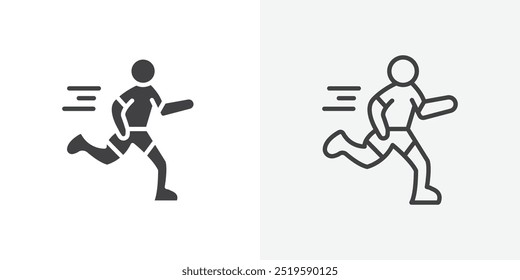 Running icon. solid filled and stroke thin line style eps 10
