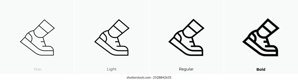 ícone de execução. Design fino, leve, regular e negrito, isolado no fundo branco