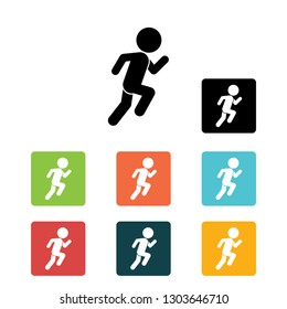 running icon vector illustration eps10. Isolated badge athlete flat design for website or app - stock graphics 
