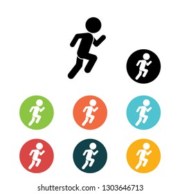 running icon vector illustration eps10. Isolated badge athlete flat design for website or app - stock graphics 