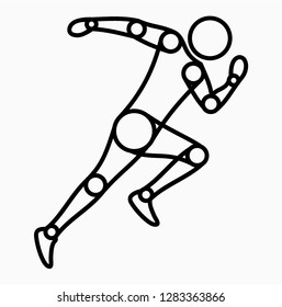 Running icon, vector,show joint in the body on white background.