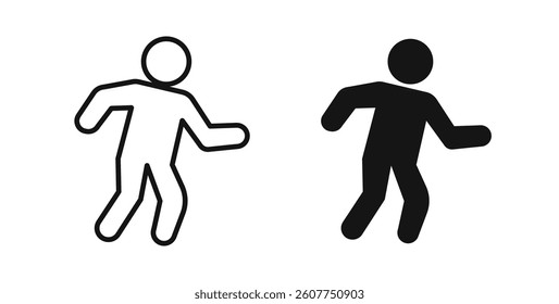 Running icons in black fill and line style