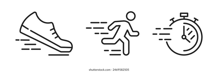 Running icons. Fast run symbol. Vector illustration.