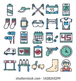 Running icons pack. Isolated running symbols collection. Graphic icons element
