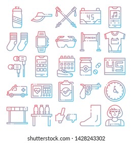 Running icons pack. Isolated running symbols collection. Graphic icons element