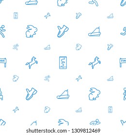running icons pattern seamless white background. Included editable outline trainers, route and phone, rabbit, horse, treadmill, finish icons. running icons for web and mobile.