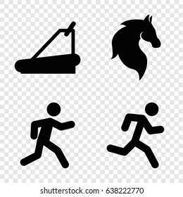 Running icons set. set of 4 running filled icons such as horse