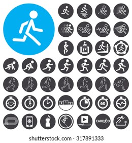 Running icons set. Illustration EPS10