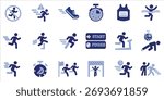 running icons set. run, exercise, start, finish, race, trademill, run away, timer, winner and more. simple colored vector illustration
