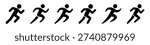 Running icons set. Runner and running logo or symbols, men and women in motion.