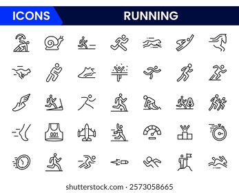 Running icons set. running vector icons for UI design. Filled symbol collection. Vector illustration.