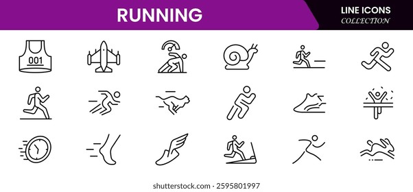 Running icons set. running vector icons for UI design. Filled symbol collection. Vector illustration.