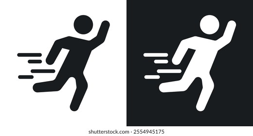 Running icons in solid black and white colors
