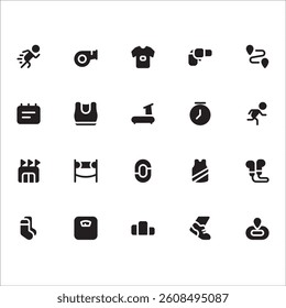 Running Icons with solid style, perfect for user interface projects