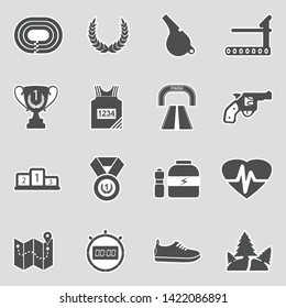 Running Icons. Sticker Design. Vector Illustration.