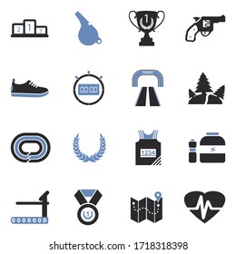 Ejecutando Iconos. Diseño plano de dos tonos. Ilustración vectorial.