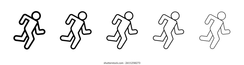 Running icons vector set in different stroke line style