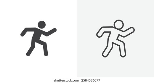 Running icons vectors illustrations in black fill and liner versions