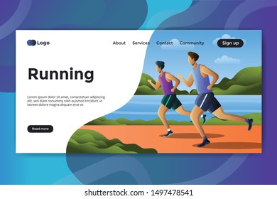 Running illustration for landing page website needs